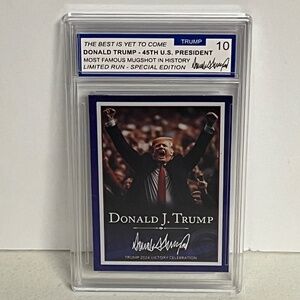 Donald Trump Foil Holographic Victory Slab Card Graded 10 Slabbed Limited Run